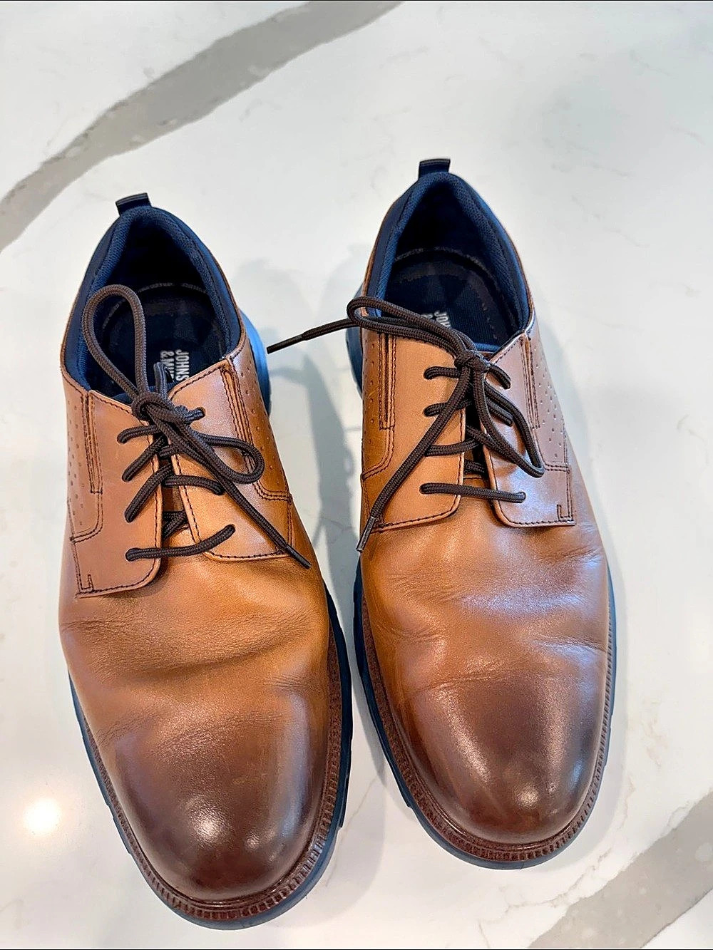 Johnston & Murphy Cavanaugh Brown Leather Oxfords US 10 D